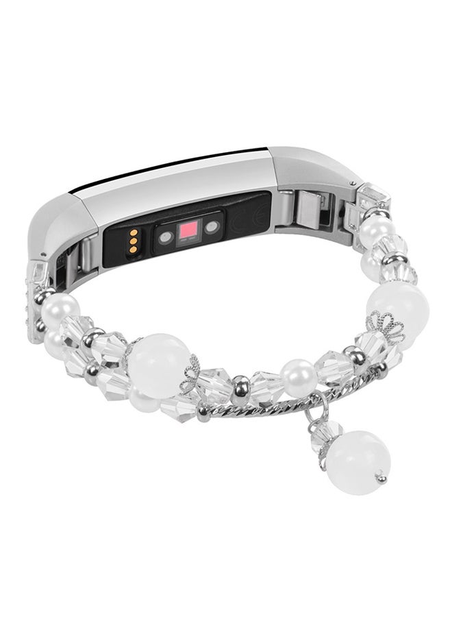 ISank Replacement Bracelet Wrist Band For Fitbit Alta And Fitbit Alta HR White/Silver - Image 2