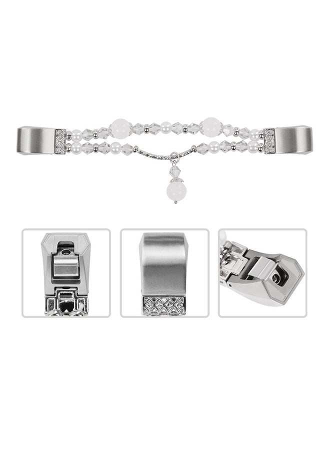 ISank Replacement Bracelet Wrist Band For Fitbit Alta And Fitbit Alta HR White/Silver - Image 3