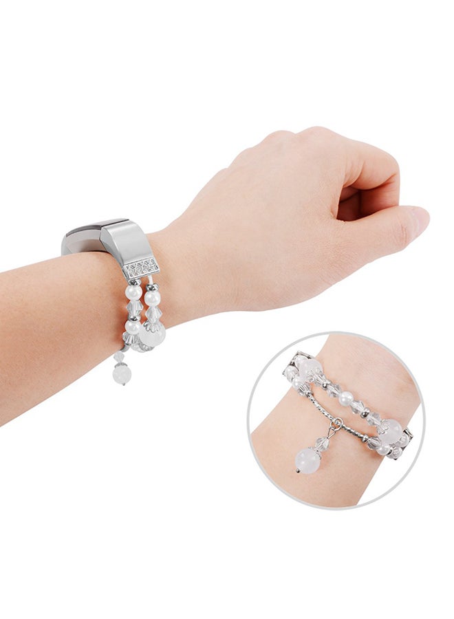 ISank Replacement Bracelet Wrist Band For Fitbit Alta And Fitbit Alta HR White/Silver - Image 5