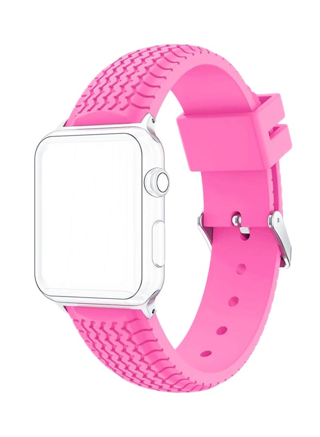 ISank Tire Pattern Replacement Band For Apple Watch Series 3/2/1 Rose Pink  - Image 2