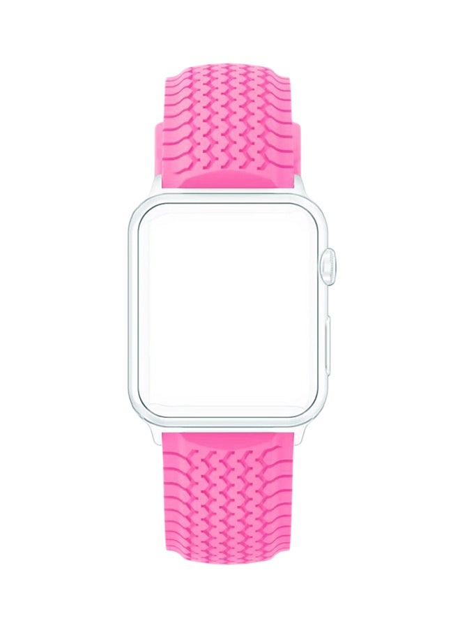 ISank Tire Pattern Replacement Band For Apple Watch Series 3/2/1 Rose Pink  - Image 3