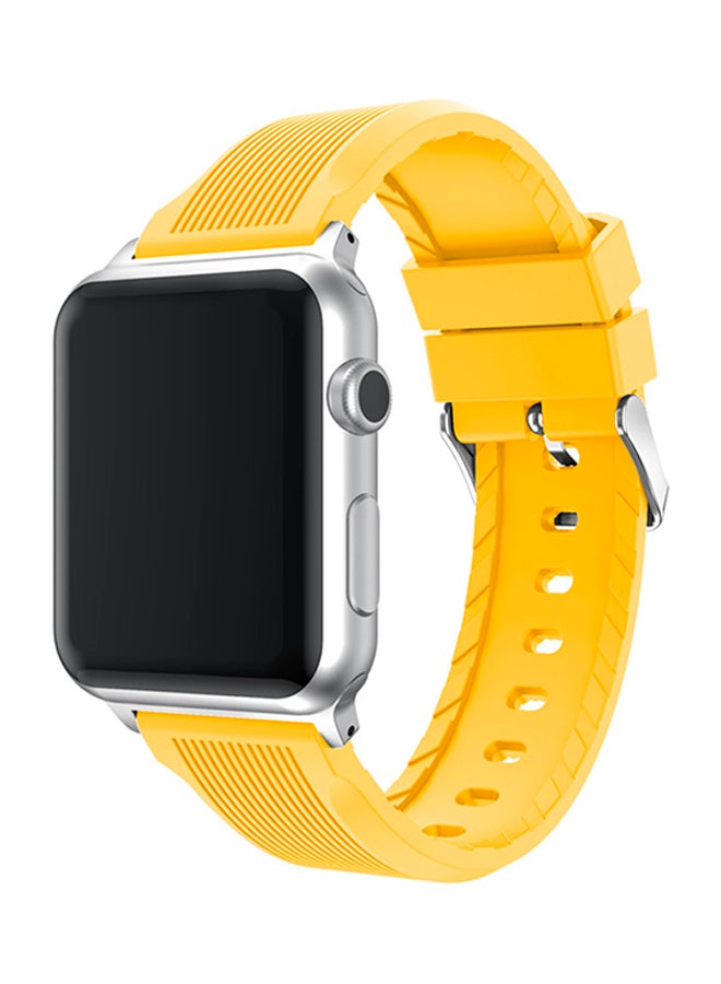 ISank Vertical Stripes Replacement Sports Band For Apple Watch Series 3/2/1 Yellow  - Image 3