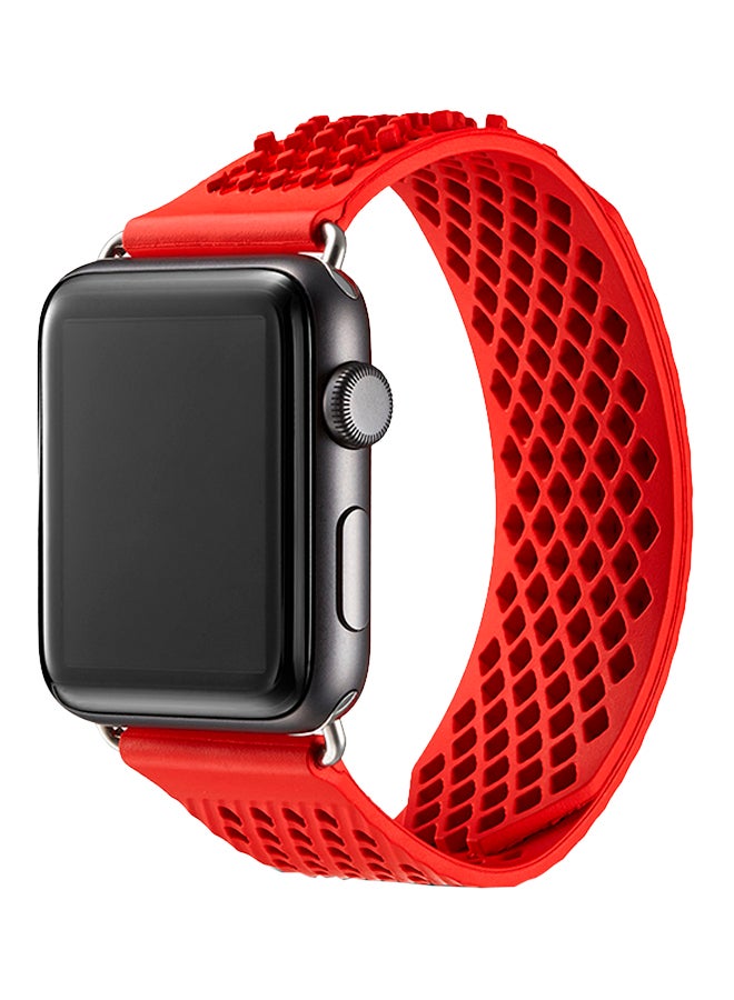 ISank - Milanese Loop Replacement Strap For Apple Watch Series 3/2/1 Red - Image 1