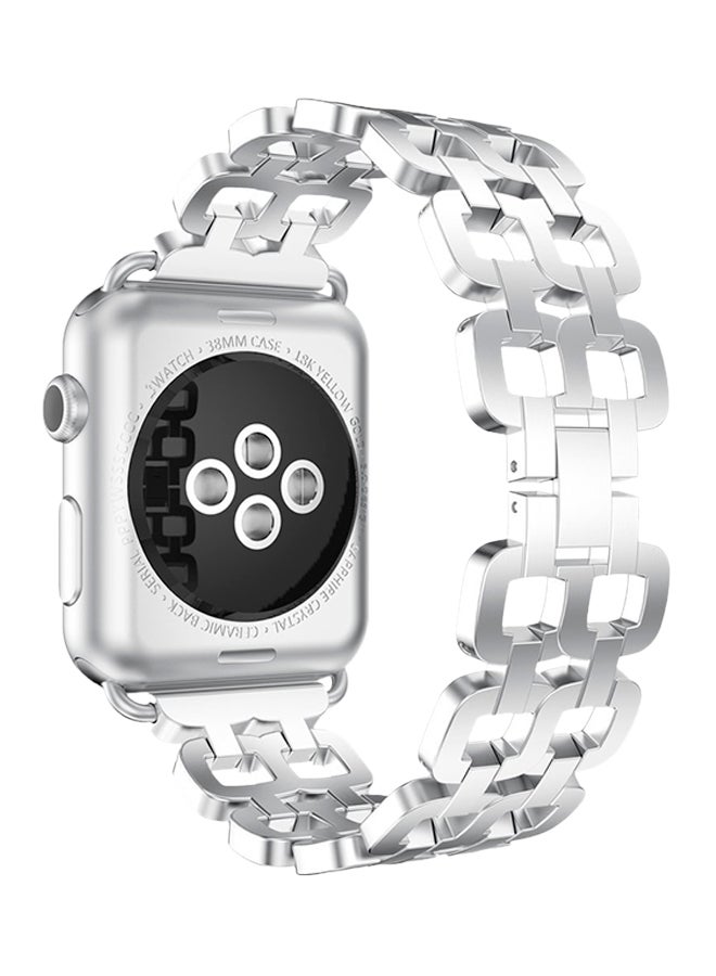 آيسانك سوار بديل بنمط سوار زينة لساعة أبل من سلسلة 1 و2 و3 فضي - Image 2