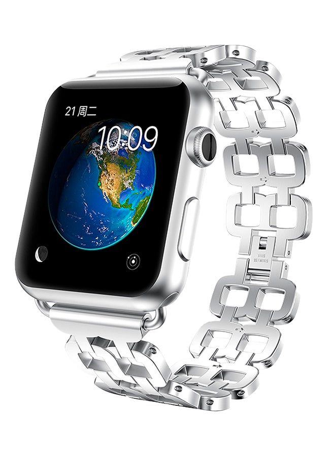 آيسانك سوار بديل بنمط سوار زينة لساعة أبل من سلسلة 1 و2 و3 فضي - Image 3