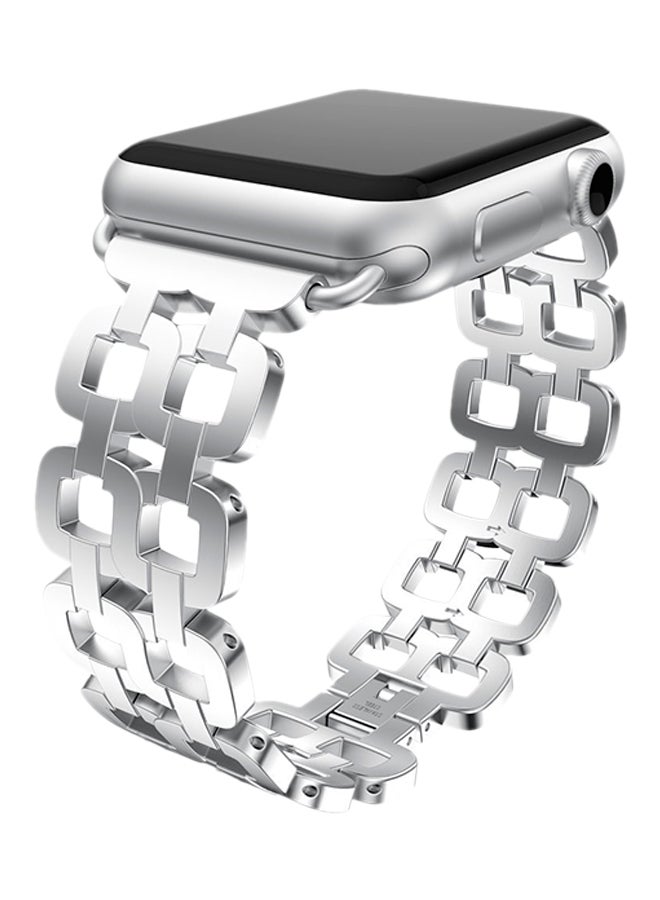 آيسانك سوار بديل بنمط سوار زينة لساعة أبل من سلسلة 1 و2 و3 فضي - Image 4