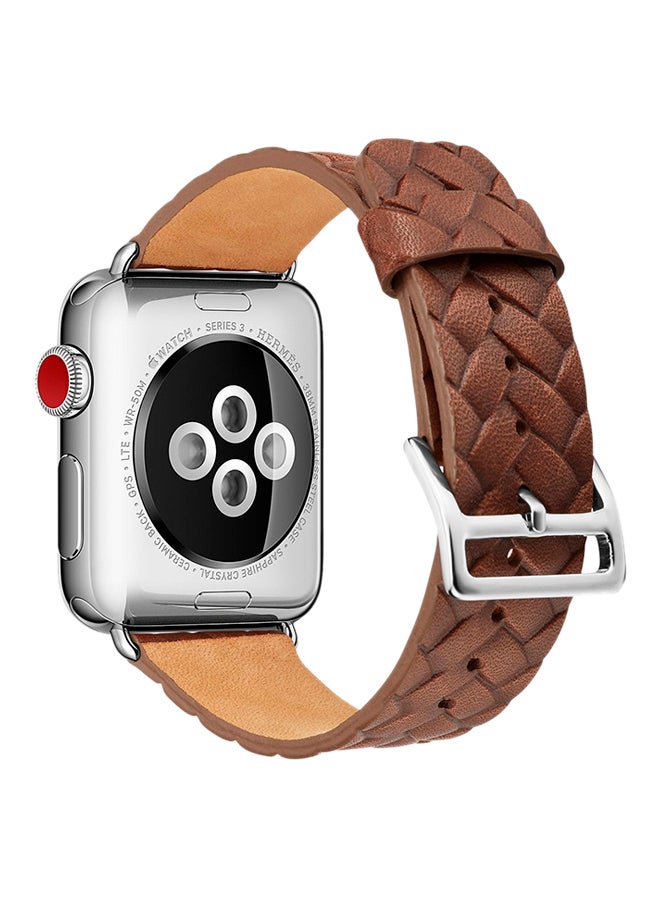 ISank Woven Texture Replacement Band For Apple Watch Brown - Image 2