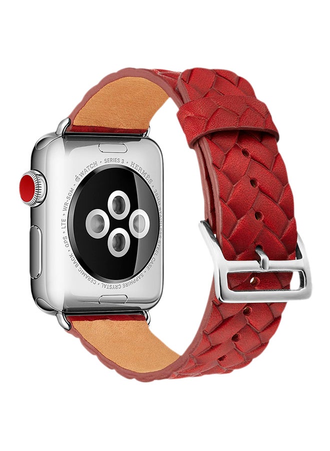 ISank Woven Texture Replacement Band For Apple Watch Series 3/2/1 Red - Image 2