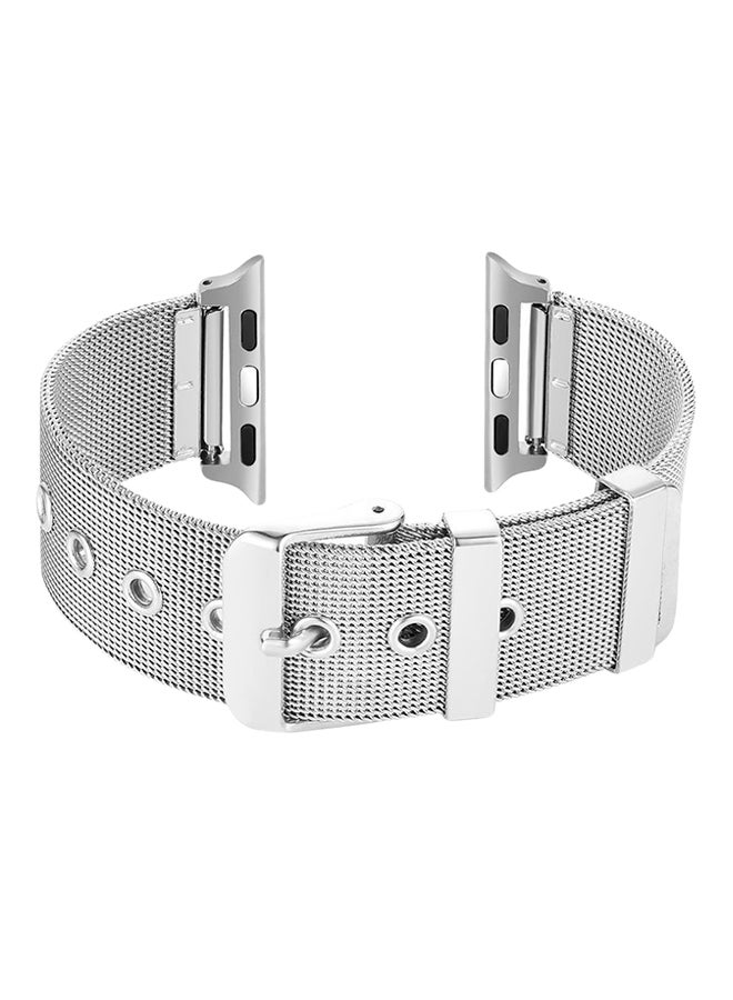 ISank Milanese Loop Replacement Strap For Apple Watch Series 3/2/1 Silver  - Image 4