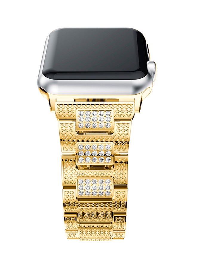 ISank Bling Crystal Jewelry Replacement Wrist Band For Apple Watch Series 3/2/1 Gold - Image 4