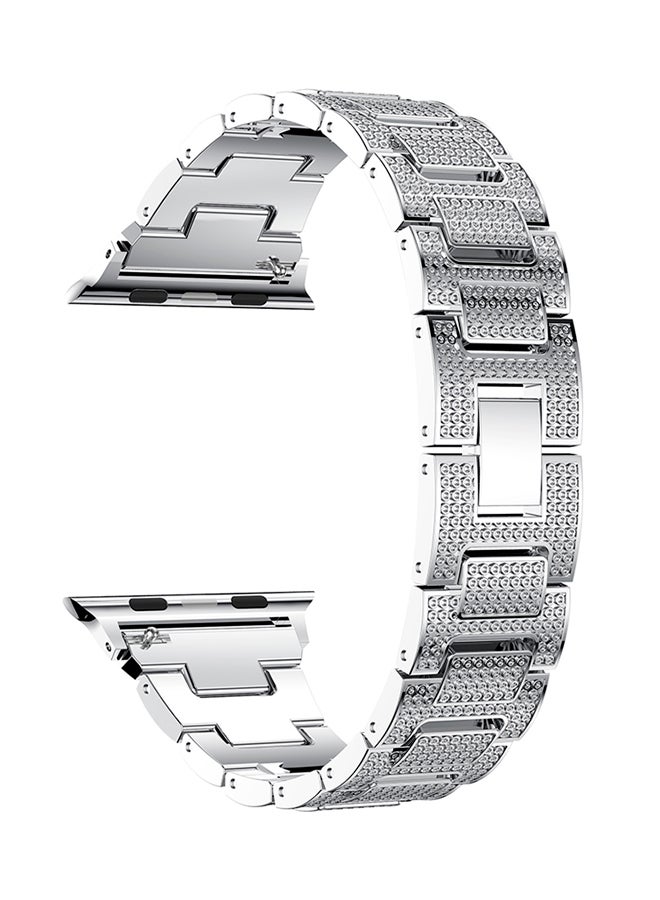 ISank Bling Crystal Jewelry Replacement Wrist Band For Apple Watch Series 3/2/1 Silver - Image 1