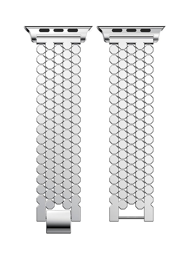 ISank Honeycomb Style Replacement Strap For Apple Watch Silver  - Image 2