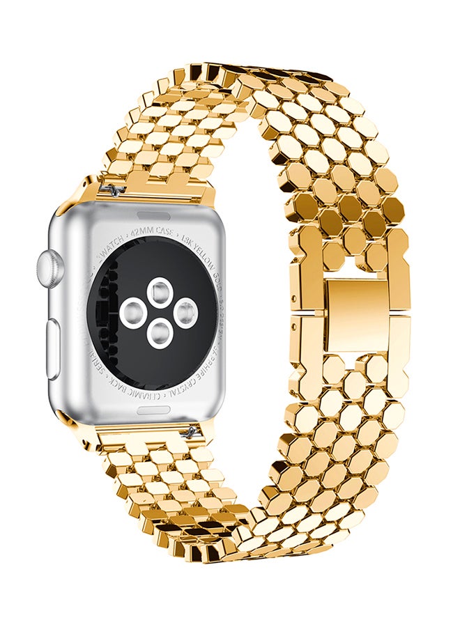ISank Honeycomb Style Replacement Strap For Apple Watch Series 3/2/1 Gold - Image 3