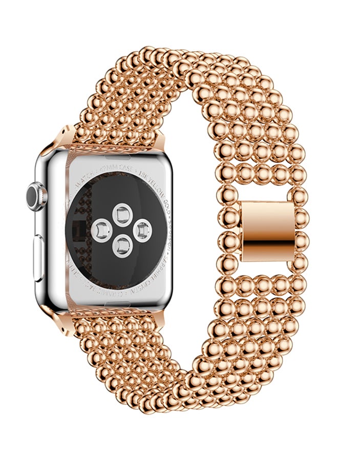 ISank Round Beads Replacement Band For Apple Watch Series 3/2/1 Rose Gold - Image 3