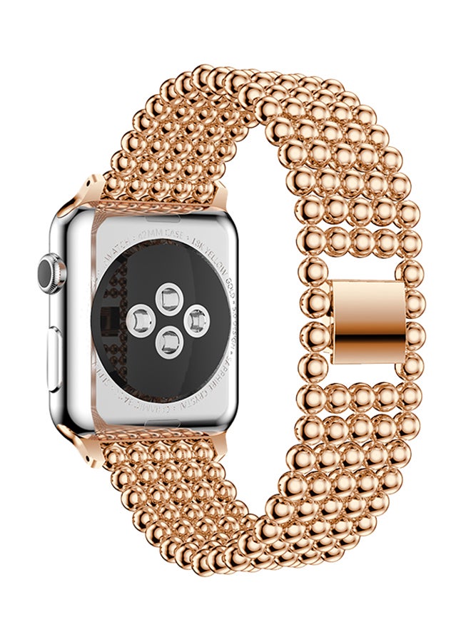 ISank Round Beads Replacement Band For Apple Watch Series 3/2/1 Rose Gold - Image 3