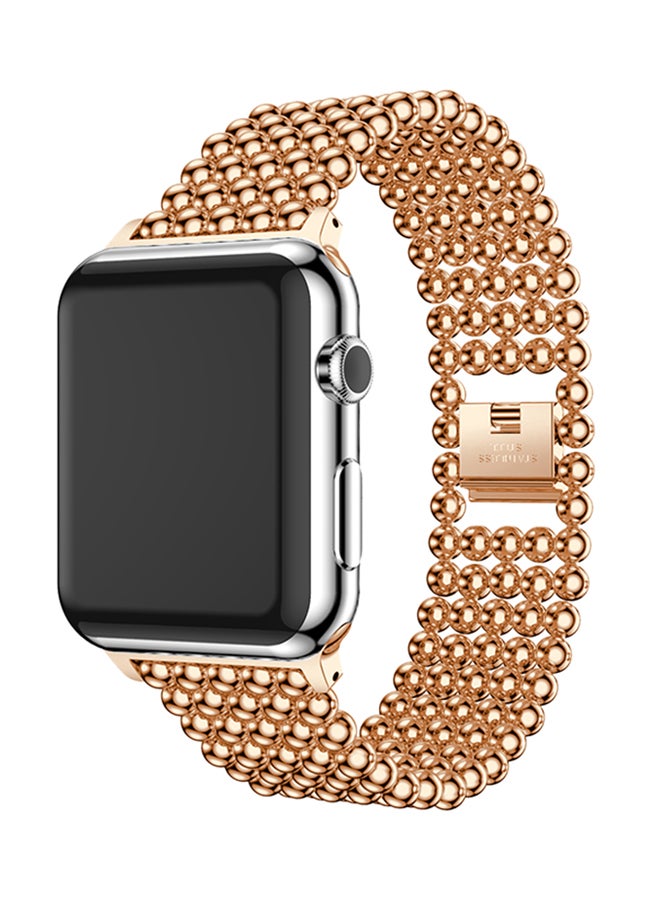 ISank Round Beads Replacement Band For Apple Watch Series 3/2/1 Rose Gold - Image 4