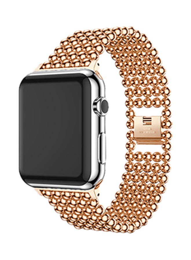 ISank Round Beads Replacement Band For Apple Watch Series 3/2/1 Rose Gold - Image 5