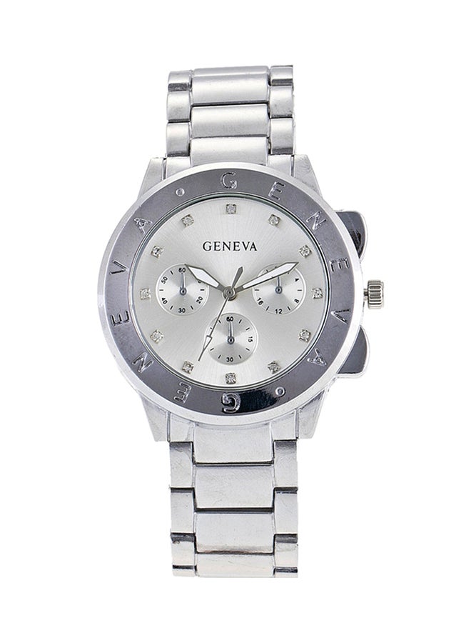 جنيفا ساعة يد بعقارب وسوار من الإستانلس ستيل طراز AWNTG 01 W0038 - قياس 37 مم - لون فضي للرجال - Image 1