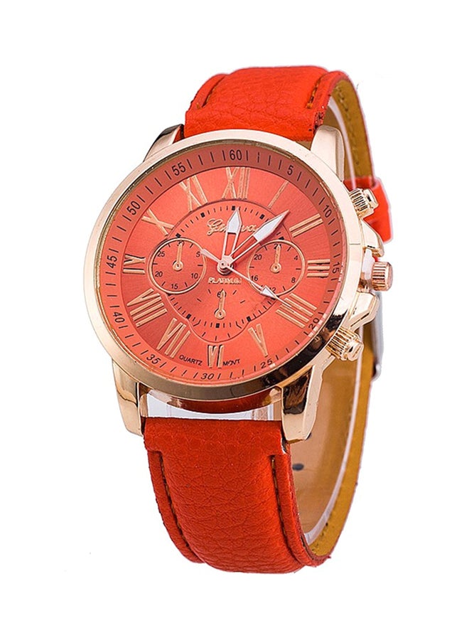 Women's Water Resistant Leather Analog Watch AWNTG-01-W0160 - 37 mm - Red - v1527580592/N14807747A_1