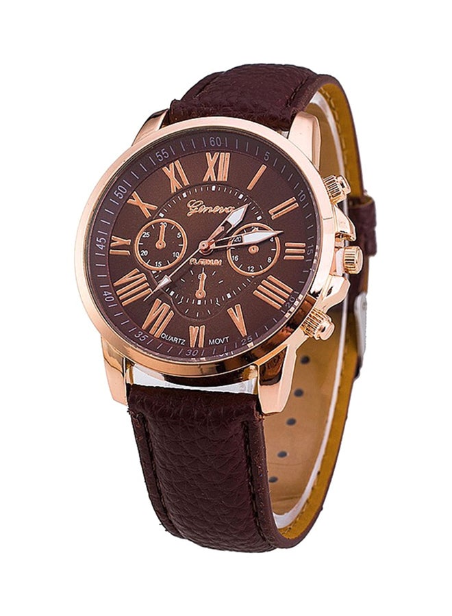 Geneva Women's Water Resistant Leather Analog Watch AWNTG-01-W0162 - 37 mm - Brown