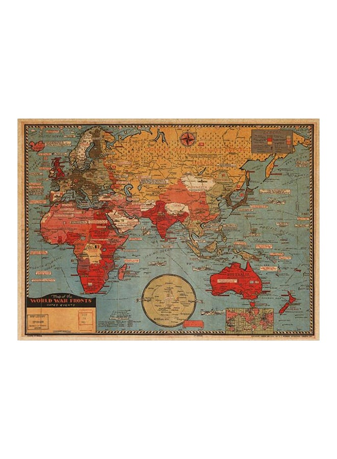 QiaoKai - World Map Poster Multicolour 50x30cm - Image 1