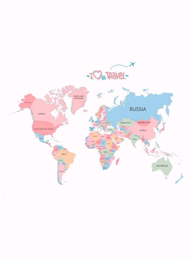 QiaoKai World Map Learning Wall Sticker Multicolour 60x90cm 