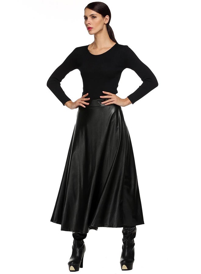 Generic - High Waist Skater Flared Pleated Swing Skirt Black - Image 1