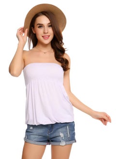 Off Shoulder Elastic Tube Top White