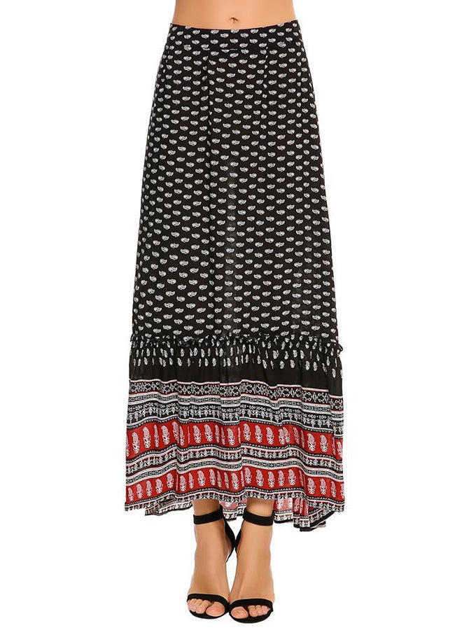 Asymmetrical Pleated Hem Skirt Black  - Image 1