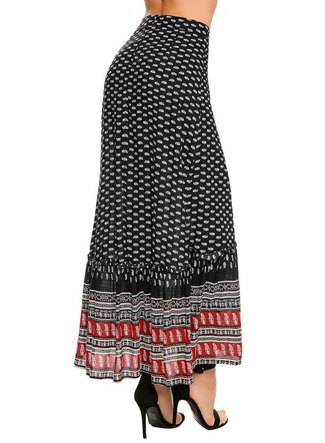 Asymmetrical Pleated Hem Skirt Black  - Image 2