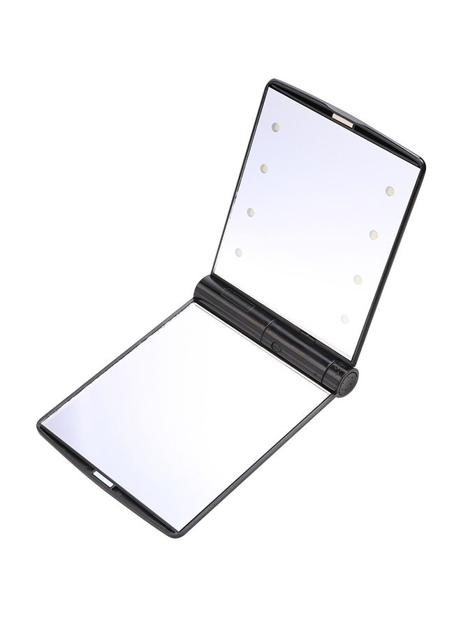 مرآة جيب محمولة قابلة للطي مع 8 لمبات LED أسود - Image 1