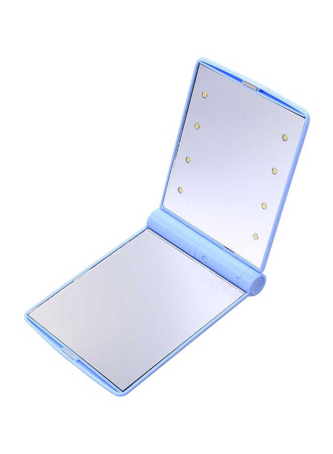 مرآة جيب محمولة قابلة للطي مع 8 لمبات LED أزرق