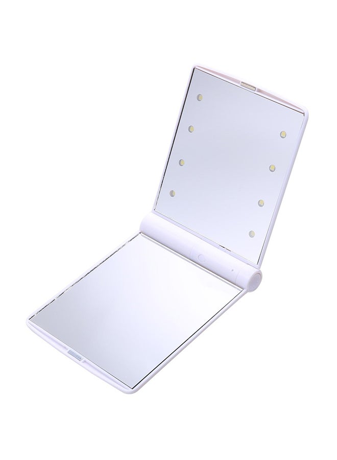 مرآة جيب محمولة قابلة للطي مع 8 لمبات LED أبيض