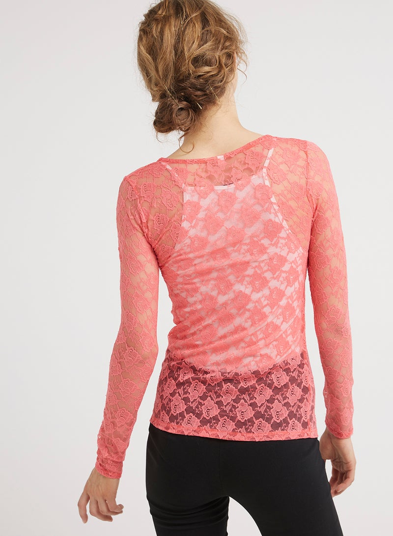 Golden Apple Floral Design Blouse Top Light Pink - Image 2