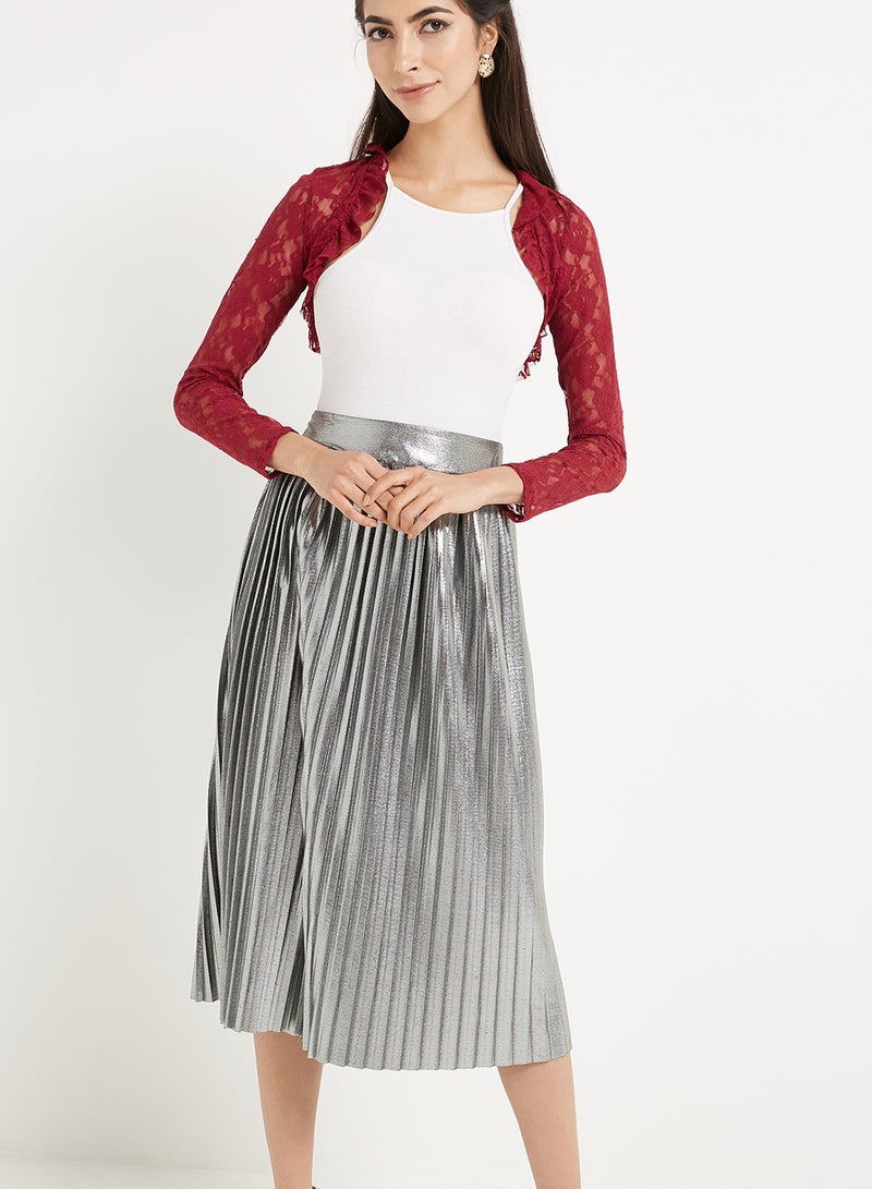 Golden Apple Floral Design Bolero Vest Maroon  - Image 3