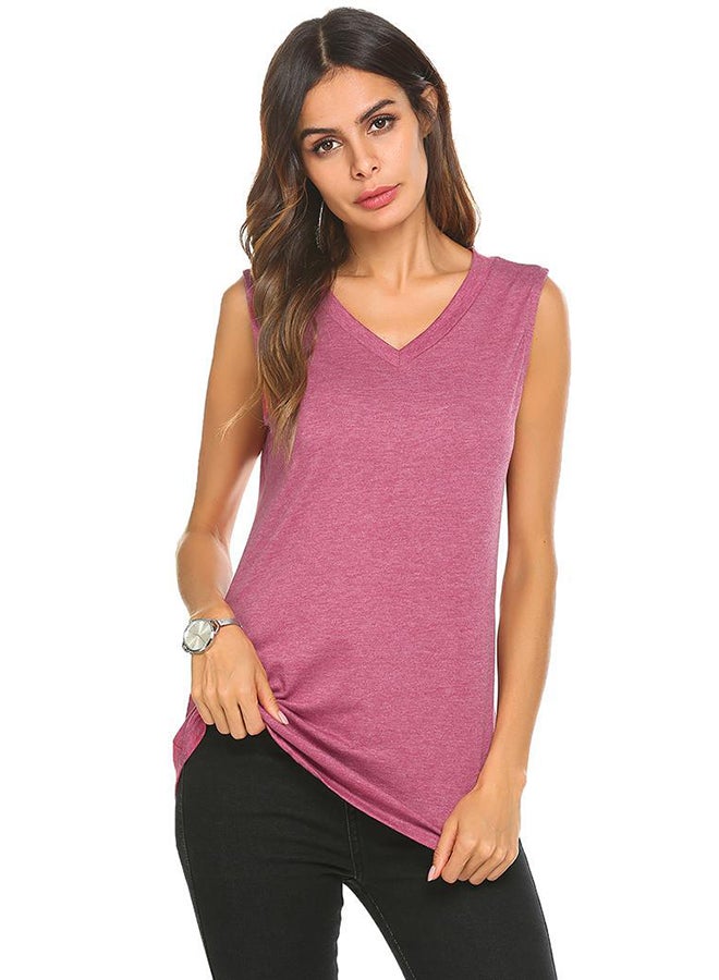 Solid Summer Loose Fit Casual Tank Top Purple - Image 1