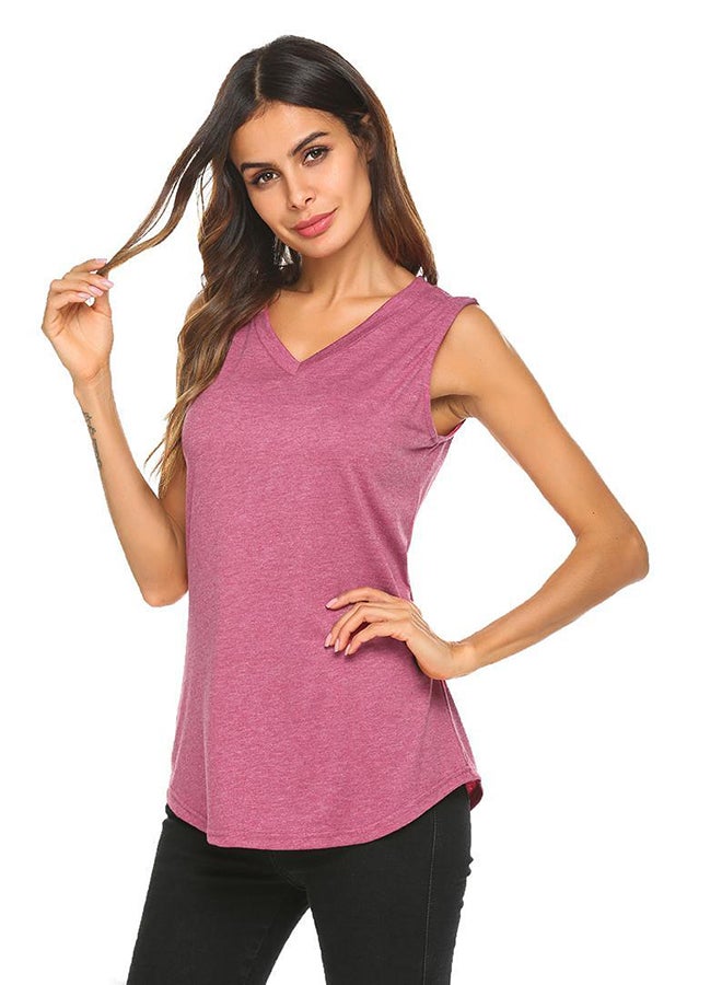 Solid Summer Loose Fit Casual Tank Top Purple - Image 2