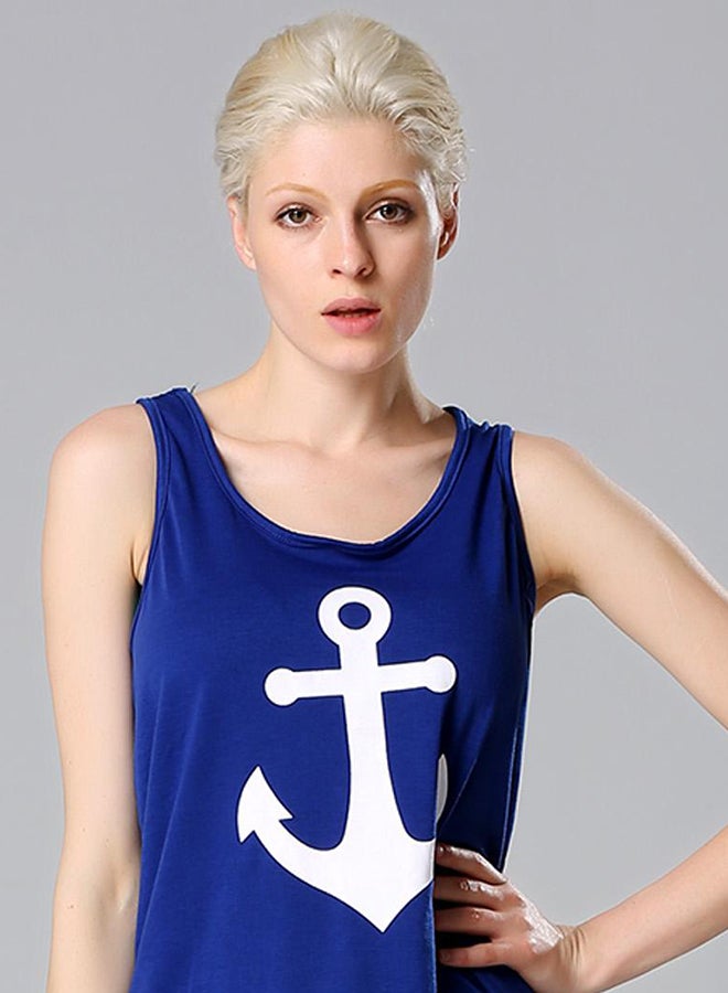 Sleeveless Back Bow Long Vest Blue  - Image 1