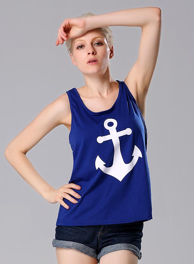 Sleeveless Back Bow Long Vest Blue  - Image 3