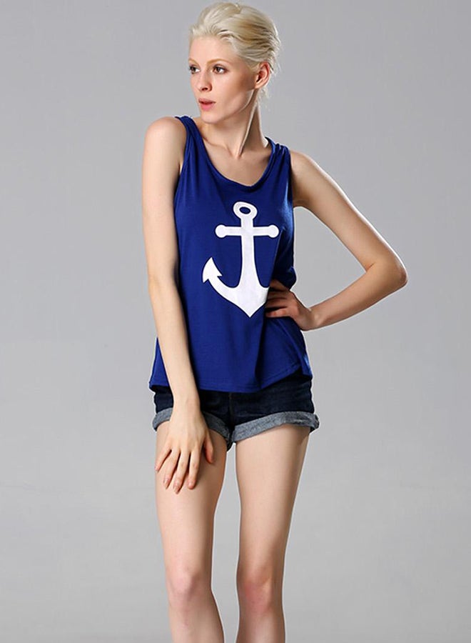 Sleeveless Back Bow Long Vest Blue  - Image 5
