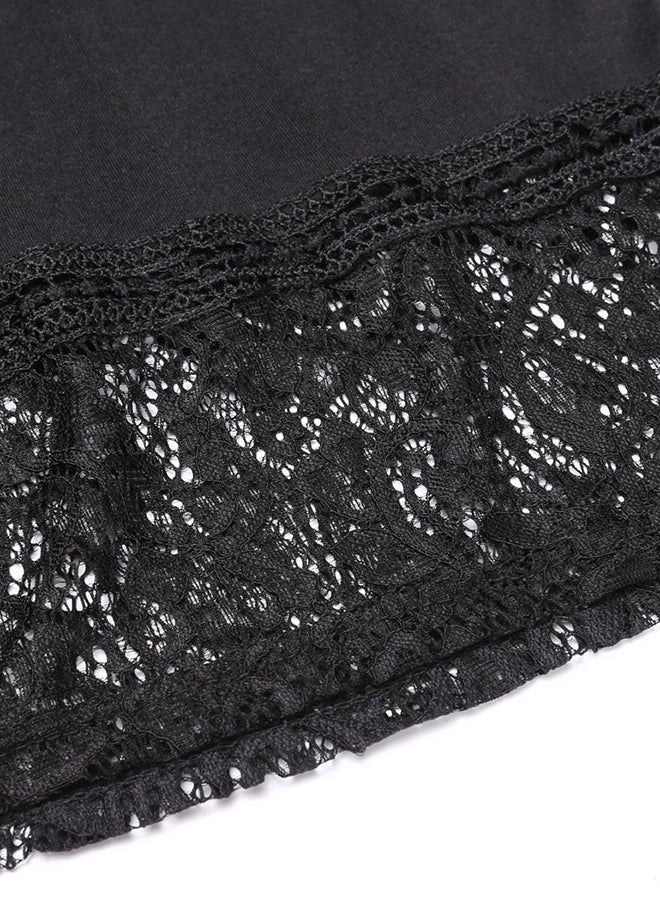 Generic - Patchwork Hollow Out Back Split Basic Casual Tank Top Black - Image 1