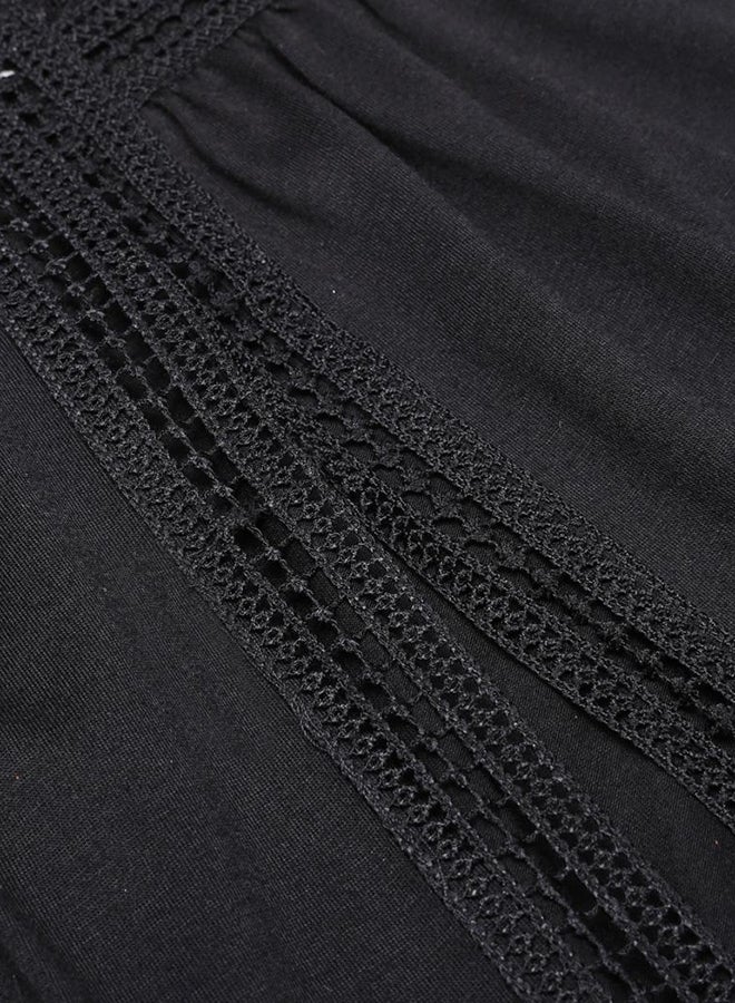Generic - Patchwork Hollow Out Back Split Basic Casual Tank Top Black - Image 1