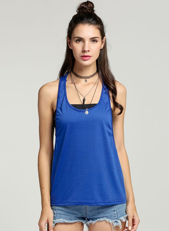 Generic - Loose Gym Fitness Side Split Solid Casual Sports Vest Blue - Image 1