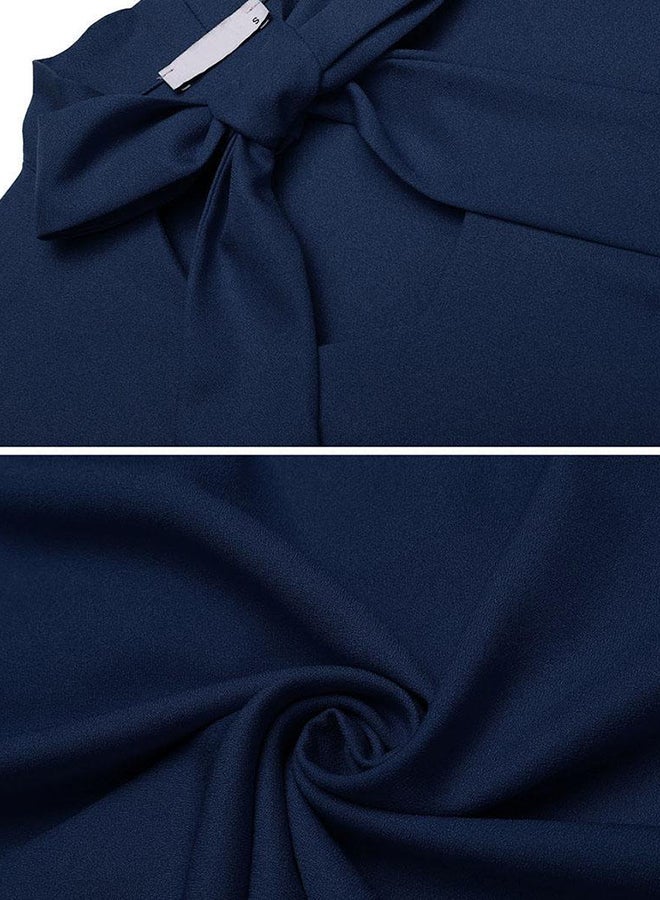Flare Sleeve Solid Casual Loose Fit Top Blue - Image 5