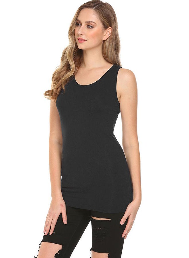 Out Backless Lace Patchwork Slim Fit Tank Top Black - Image 4