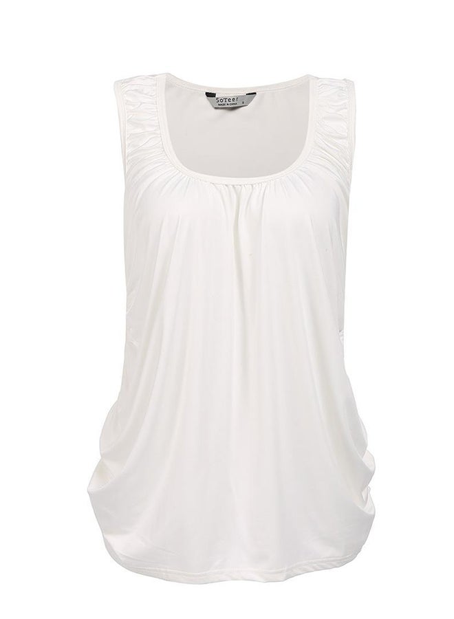 Draped Loose Fit Casual Summer Beach Tank Top White