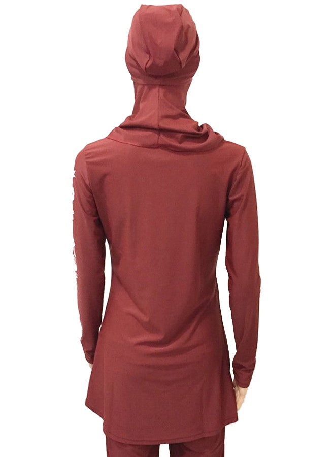 ملابس سباحة إسلامية بنقشة الزهور أحمر - Image 2