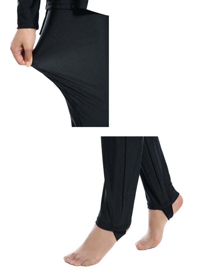 Muslim Strip Pattern Full Cover Swimsuit Black  - Image 4