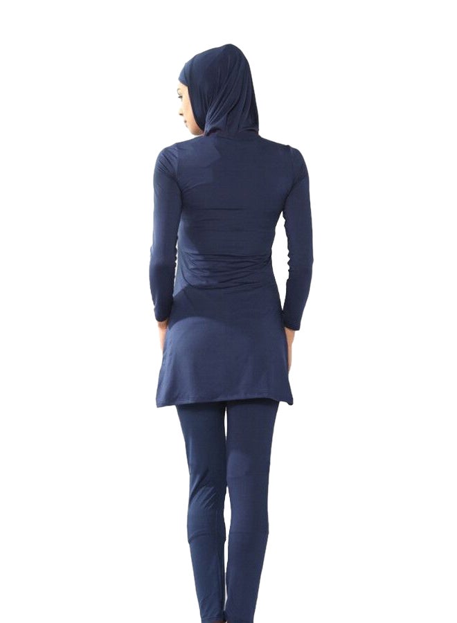 ملابس سباحة إسلامية مُخططة أزرق داكن - Image 2