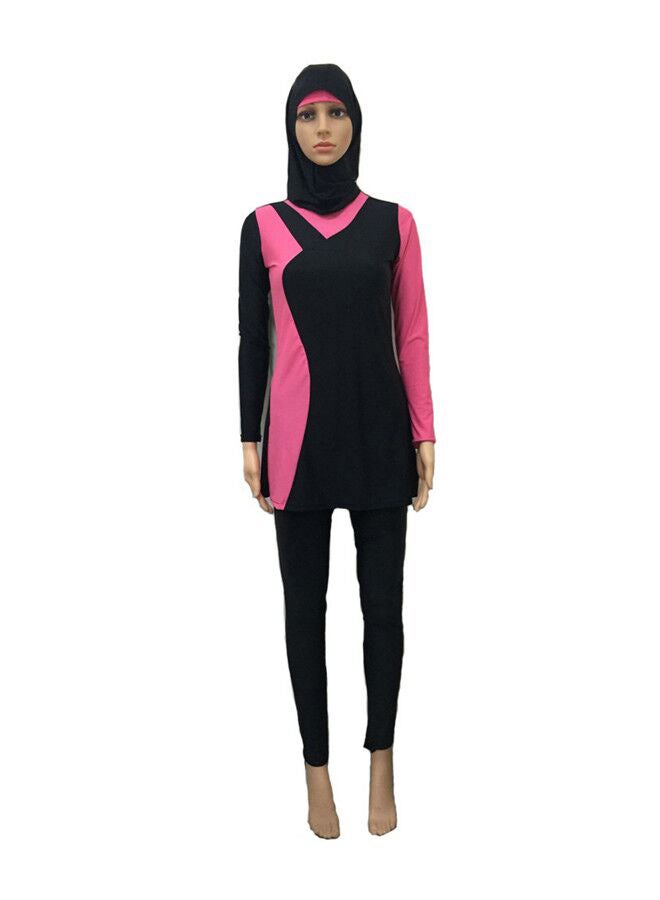 ملابس سباحة إسلامية بوركيني أسود/ وردي - Image 1
